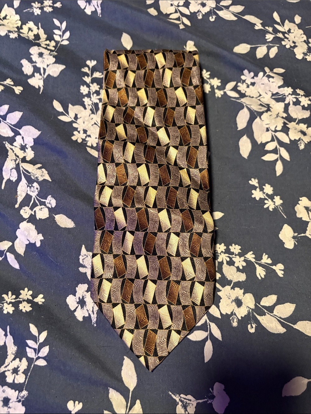 Classic Men's Geometric Brown Patterned Tie